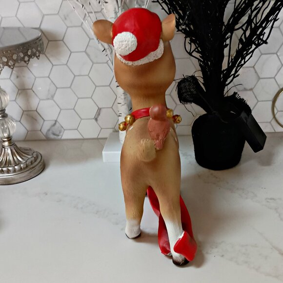 NEW! VINTAGE INSPIRED LARGE DEER Bird SANTA HAT DECOR - Picture 3 of 5